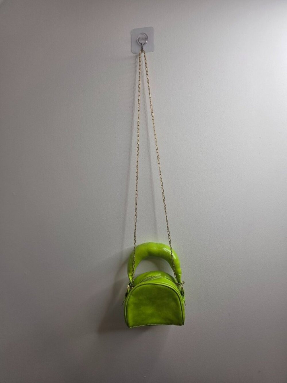Lime Green Mini Crossbody Bag Gold Chain Strap Top Handle Purse